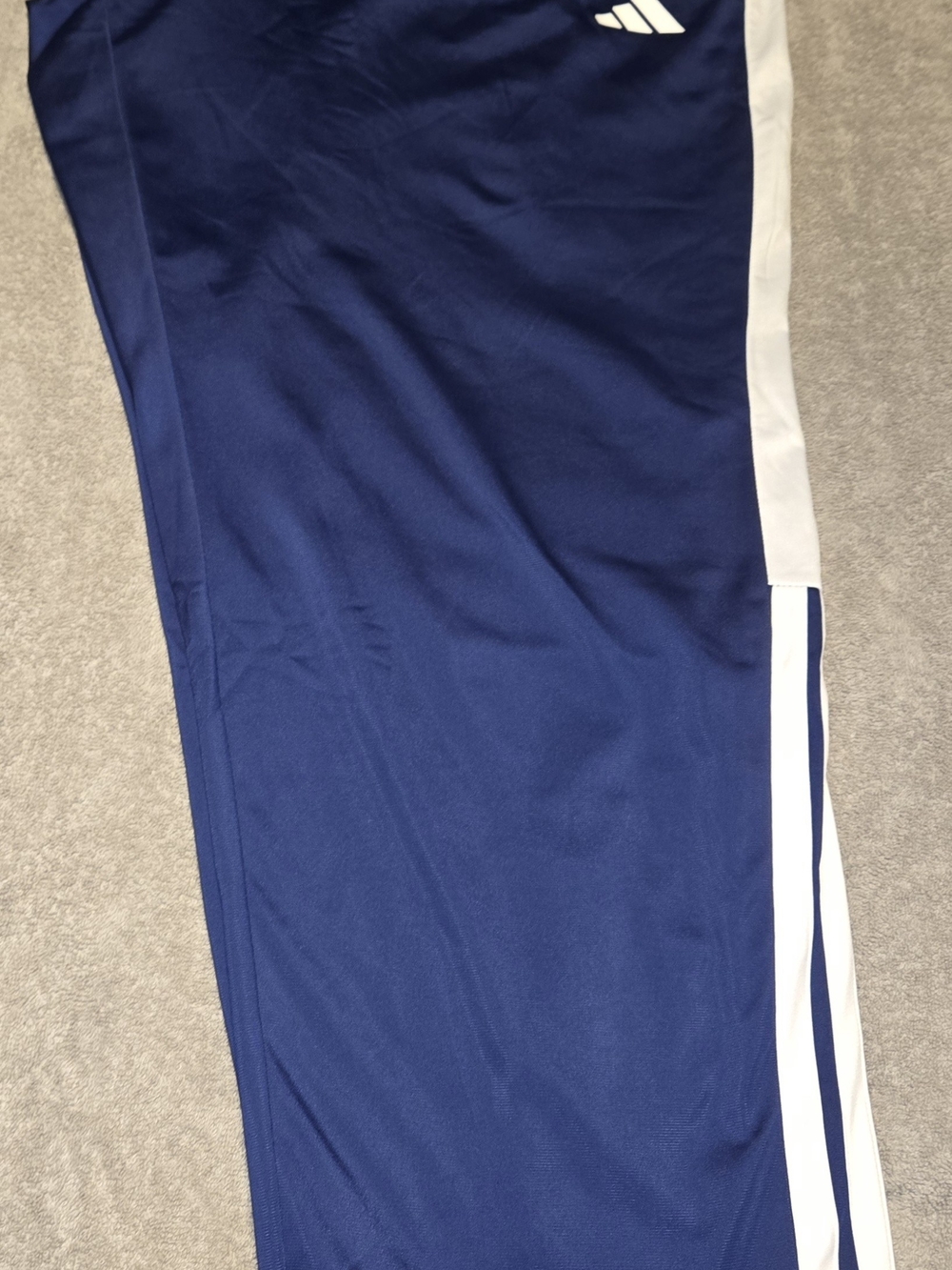 Adidas Navy Track Pants with White Side Stripes